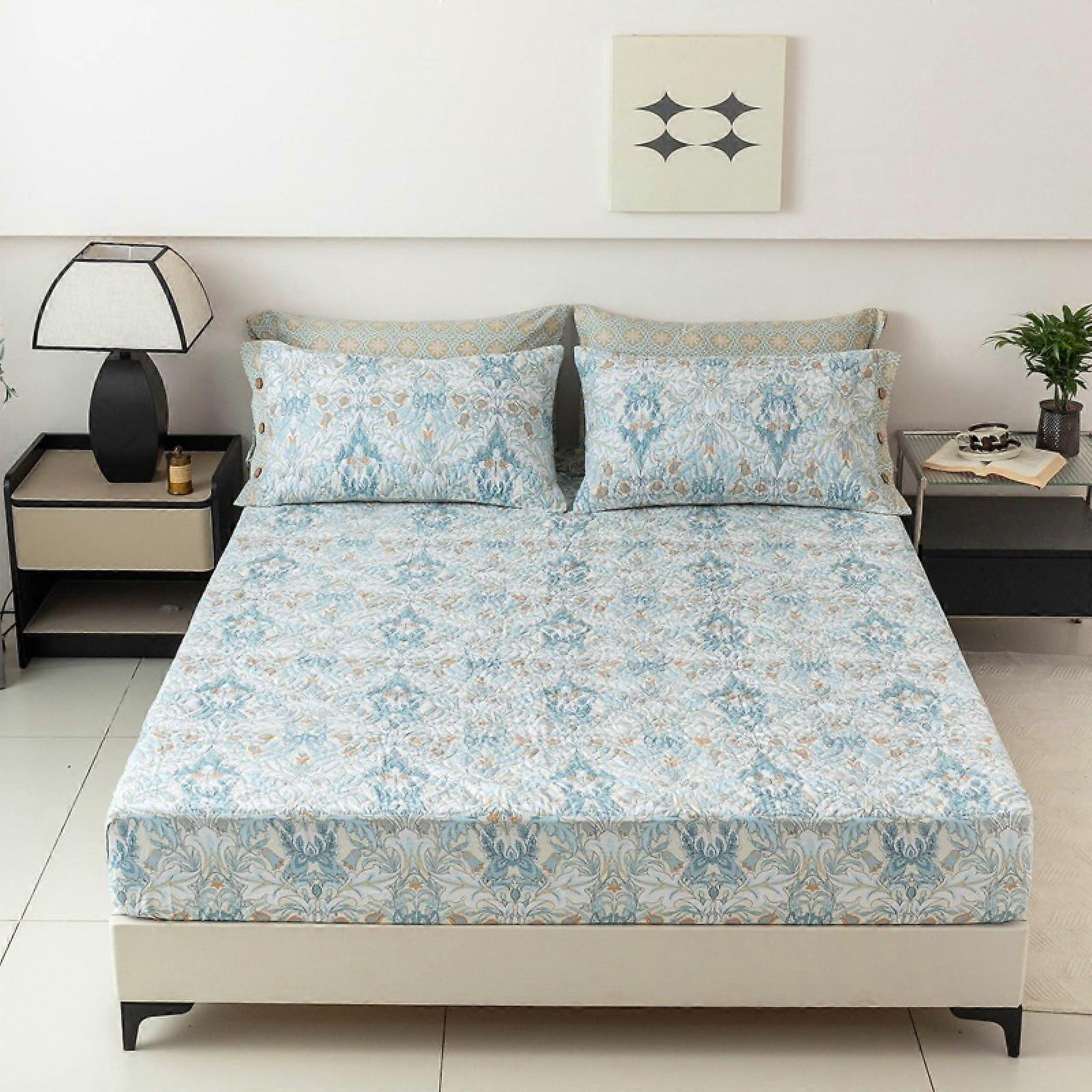 Bedding Fitted Sheet 150x200+28cm, Quilted Elastic KingSize Mattress Cover