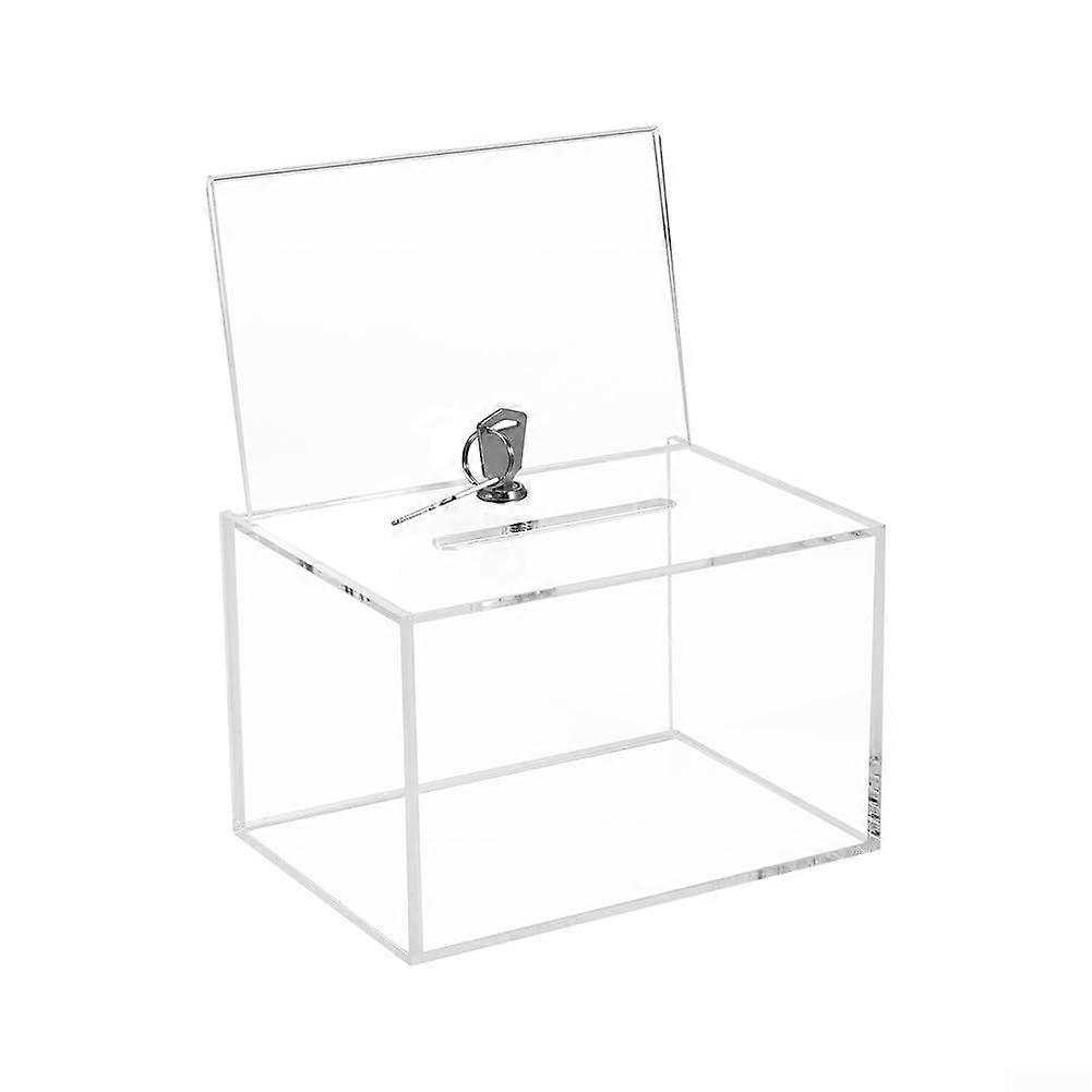 Acrylic Donation Box With Lock And Two Keys, Clear Ballot Box With Sign Holder For Instructions, Office School Event Use