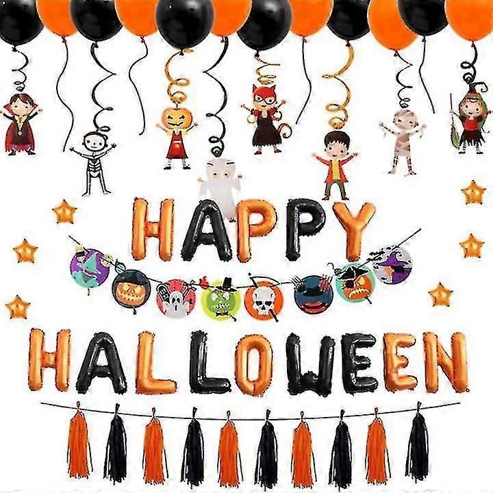 ハロウィーンバルーンセット&スケルトンカボチャ、アルミバルーン、ハロウィーンの雰囲気とシーンの装飾、ハロウィーンパーティーの装飾とHに適しています
