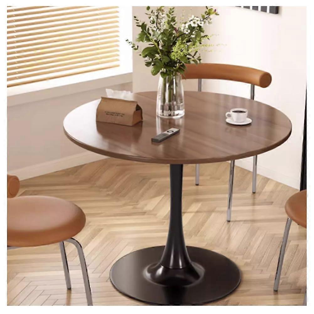 Modern Round Dining Table 60cm MDF  Brown Seats 46 Small Dining Room Living Spaces Versatile Table