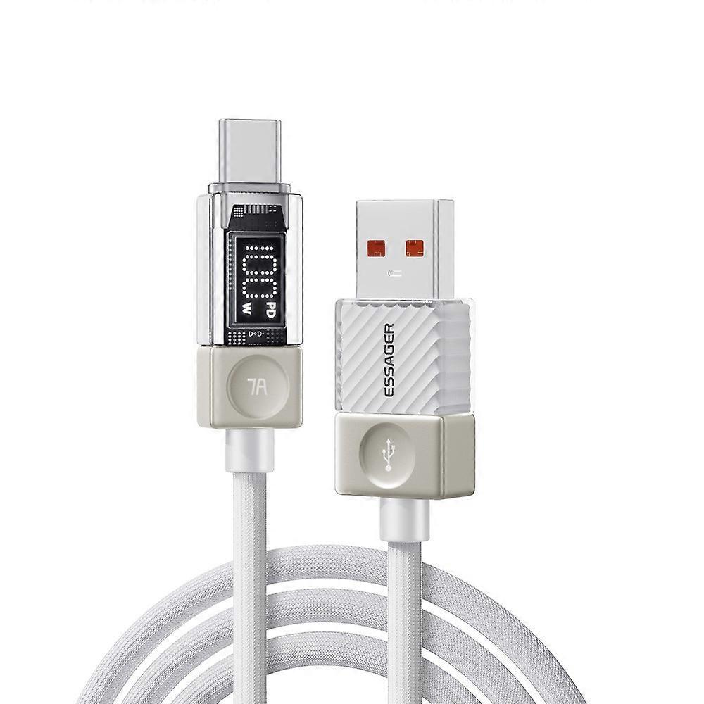 ESSAGER 2m USB-A to Type-C Cable 7A Data Cable Crystal Clear Digital Display Charging Cord