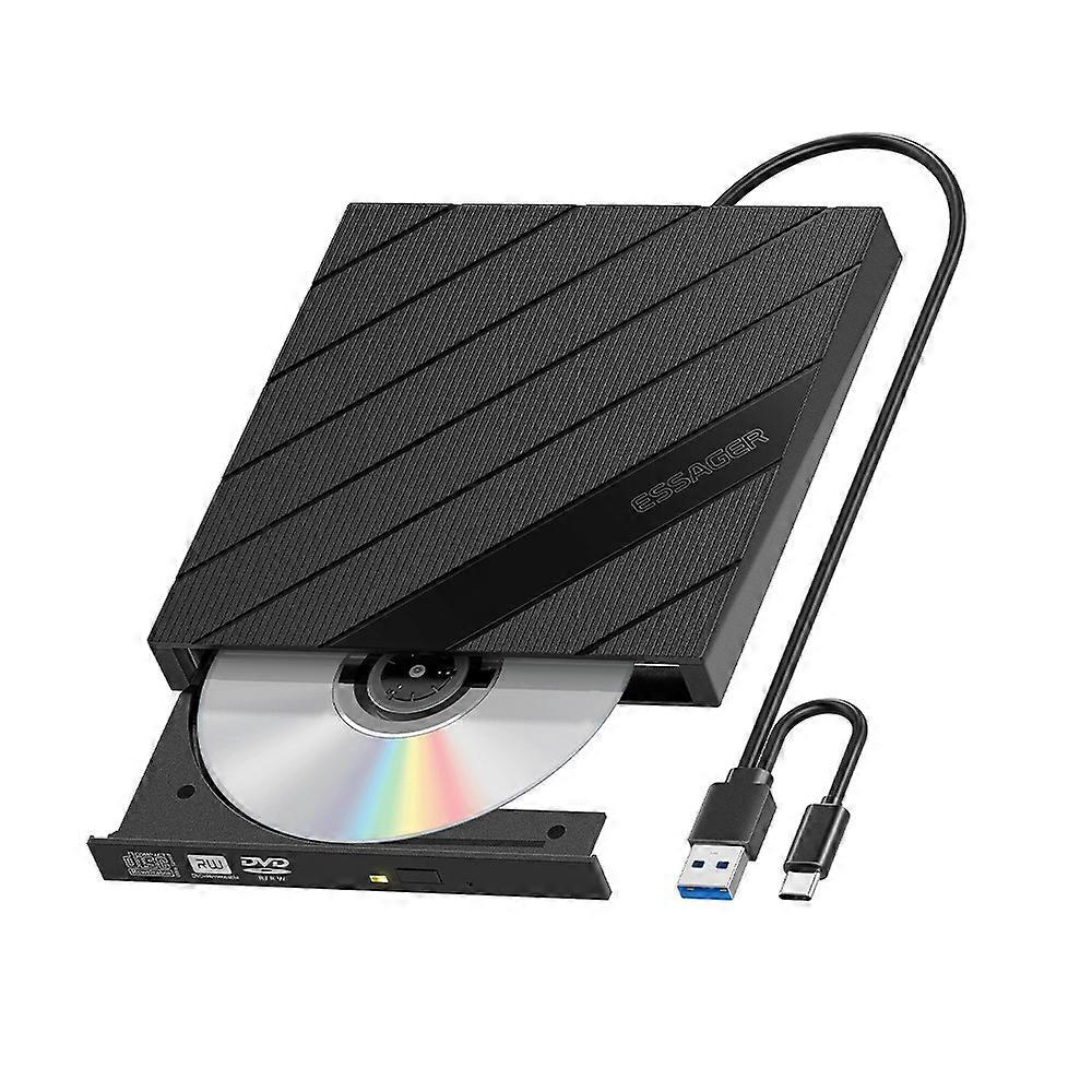 ESSAGER External DVD Drive 8X Read Write External Optical Drive High Performance Chip for Laptop PC