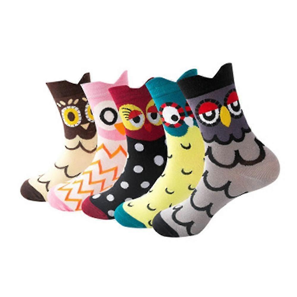 5 Pairs Cute Animal Designed Funny Novelty Socks, Owl Pattern