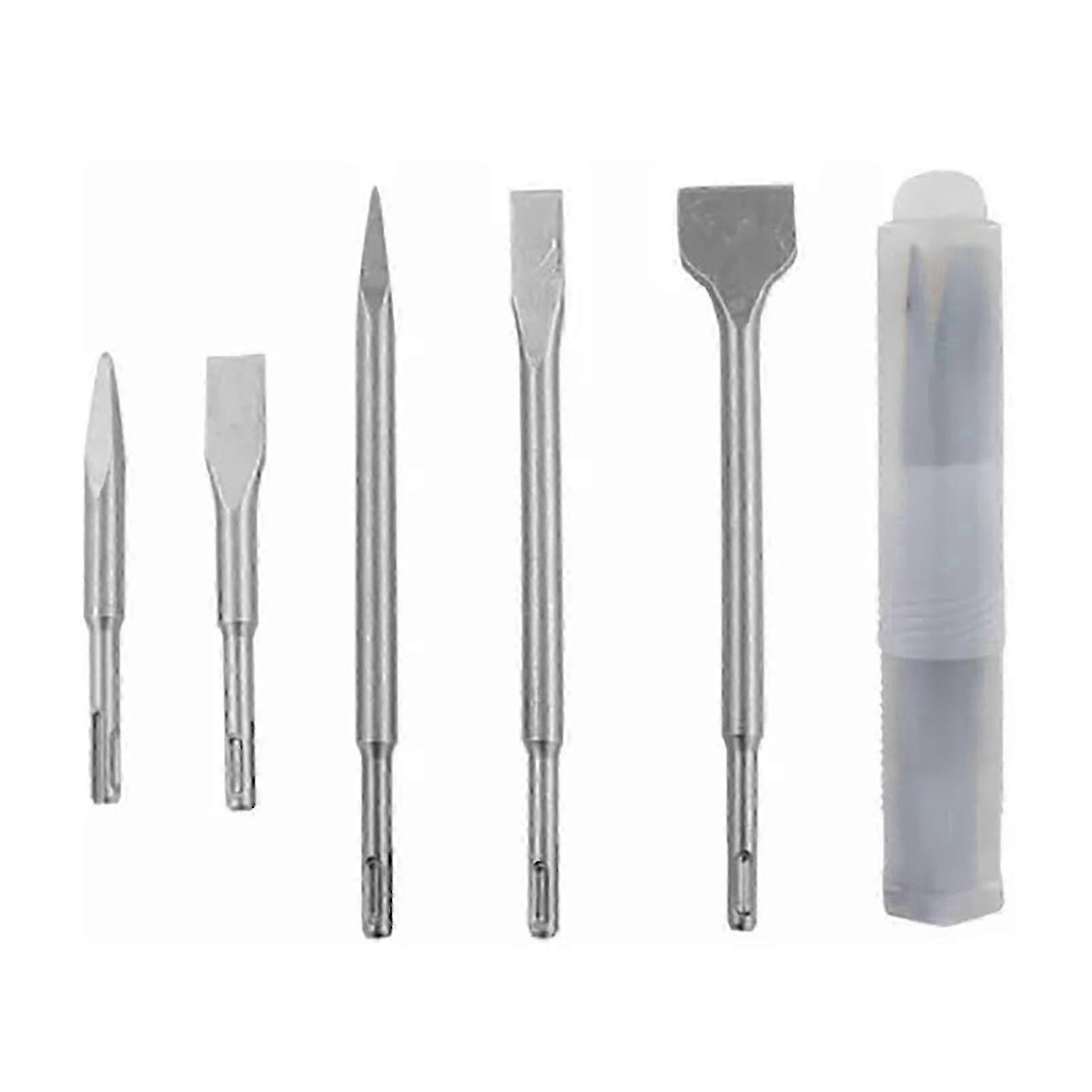 5PCS Impact Drill Chisel Bits Round Shank 40Cr Steel Rotary Hammer Chisel Point Flat Type 2025