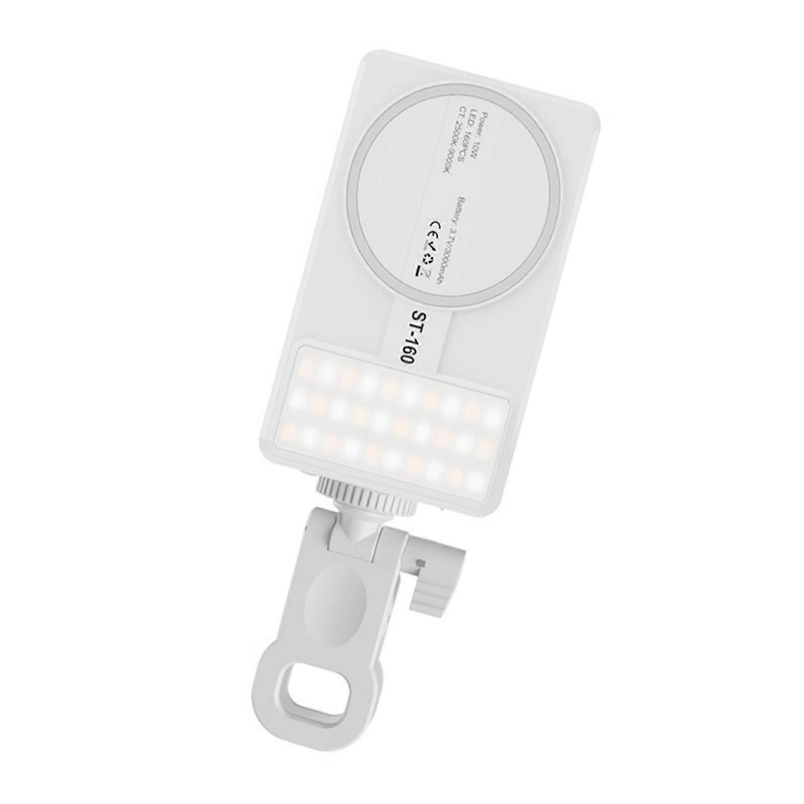 160 LED Phone Mounted Photography Light 95 Color Accuracy 0 Continuous Dimming Attractive Appendage For Studio  White