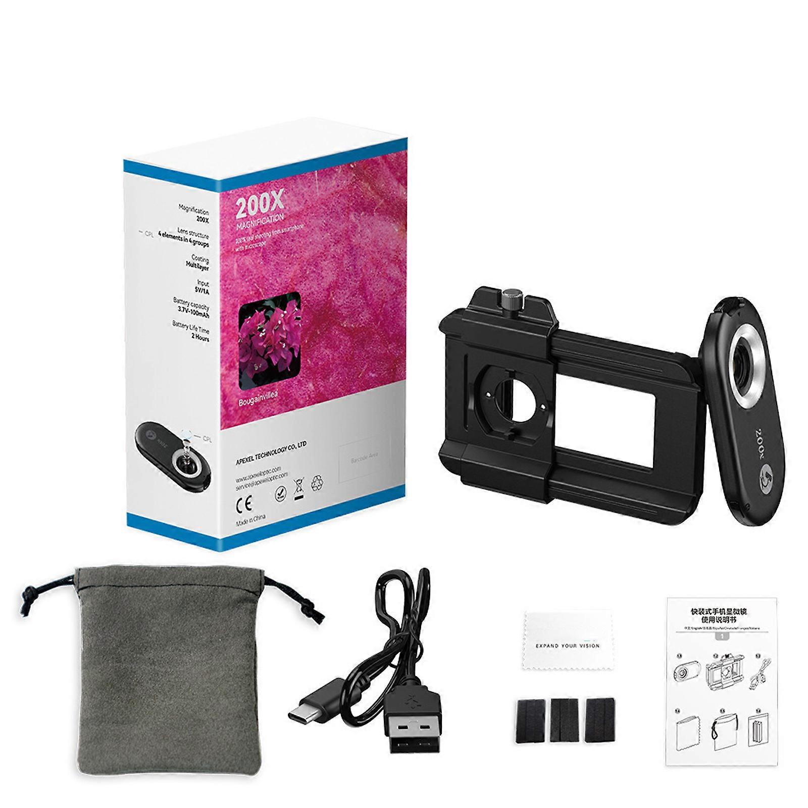 Universal Lens 200x Phone Microscope Lens with Clip for Mobile Phone Multifunction Mini Pocket Microscope Multicolor