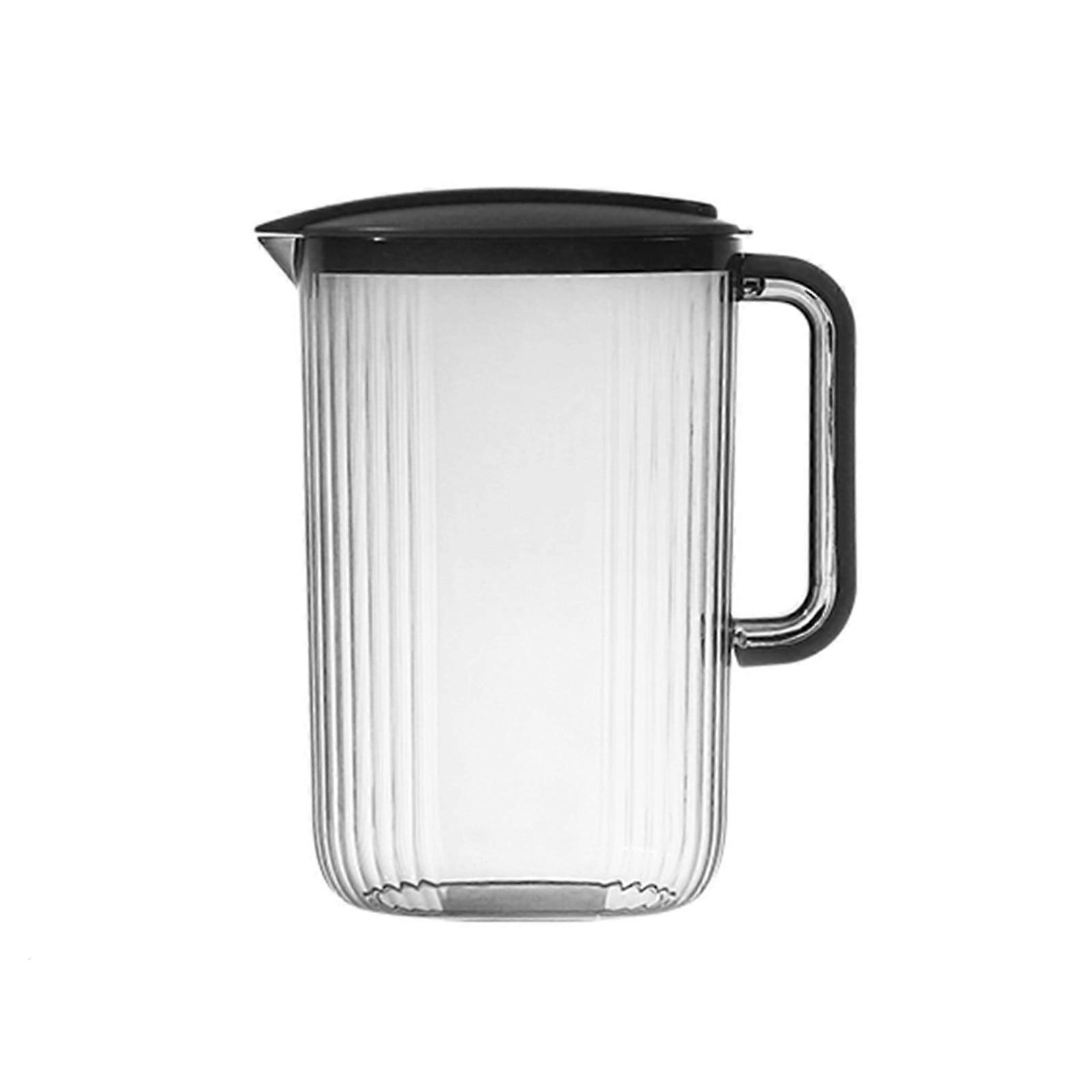 Federra Pitcher with Lid, Clear Acrylic Drink Pitcher Compatible with Fridge, Iced Tea & Juice Container with Spout, Handle, Transparent, Grey