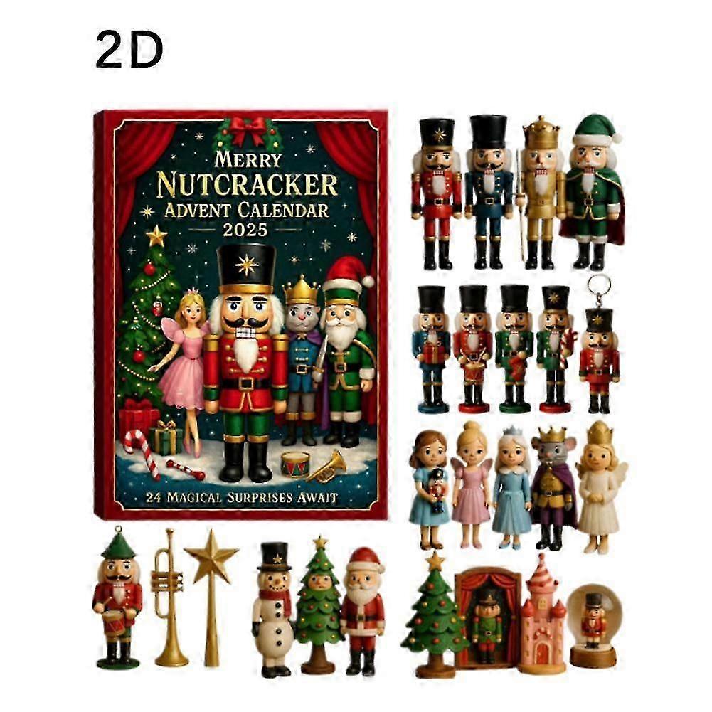 2025 Nutcracker Advent Calendar with 24 Acrylic Ornaments for Christmas Tree Decor