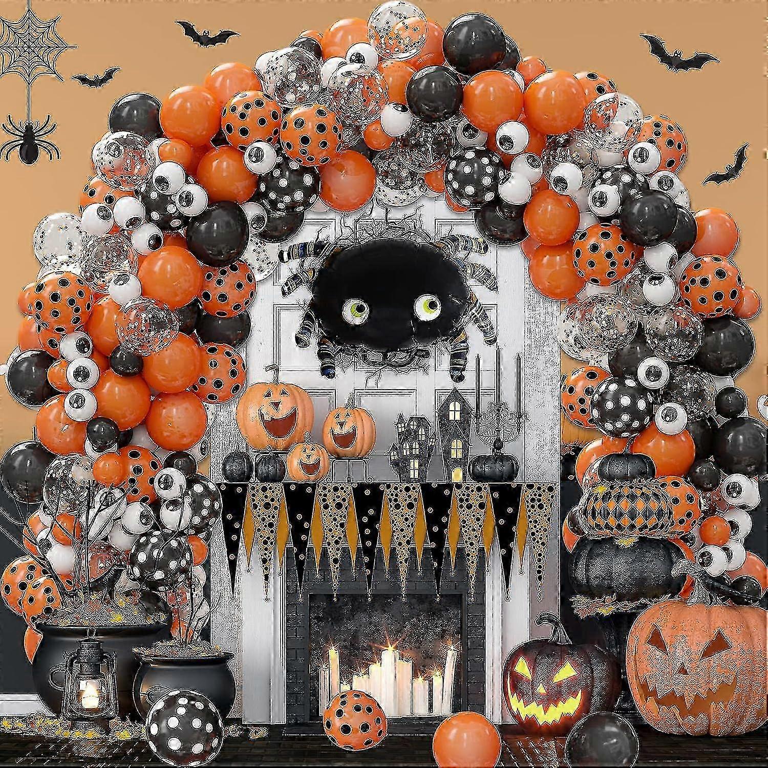 Gothic Halloween Decor Banner - Macabre Ghost and Pumpkin Scene