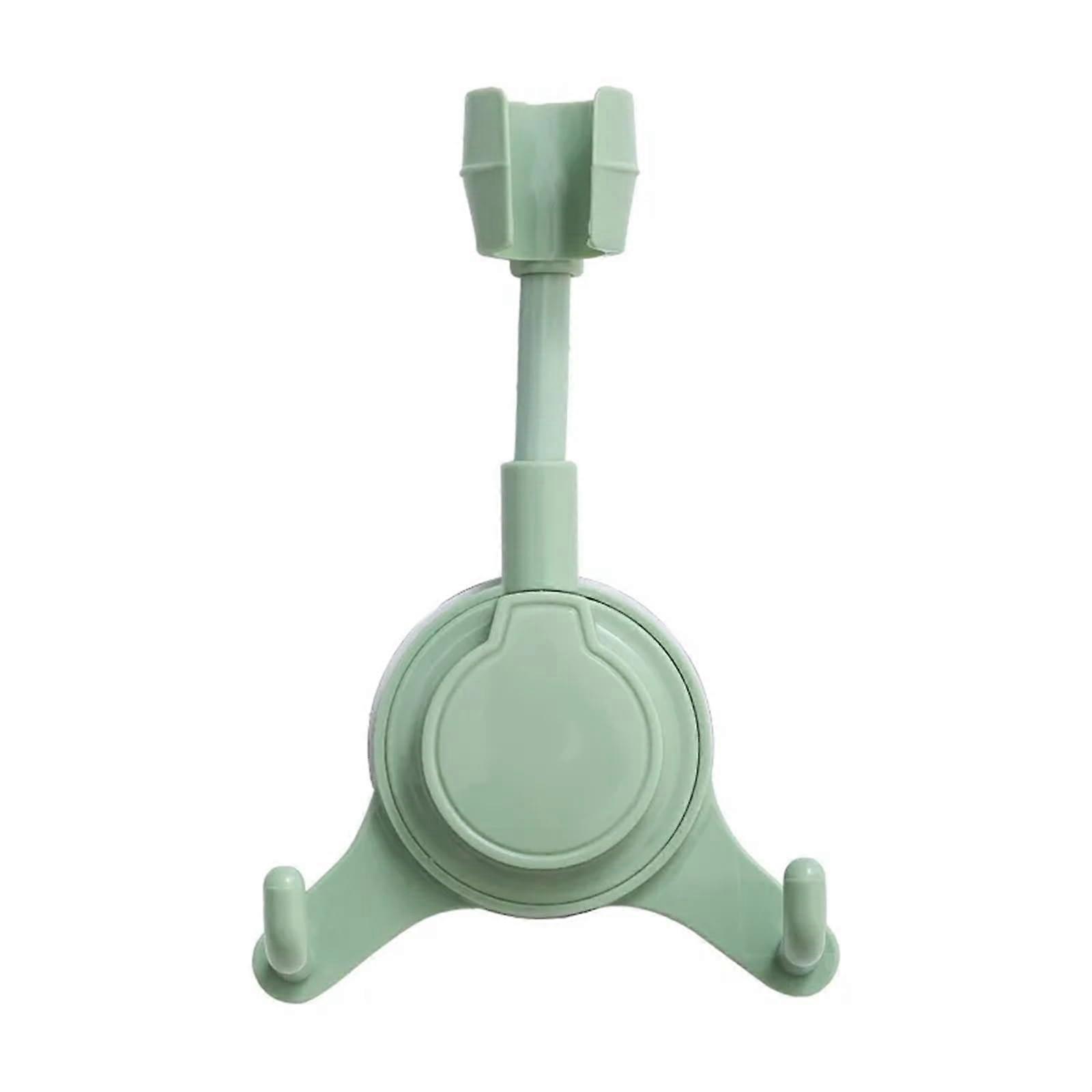 Adjustable Shower Head Holder with Suction Cup Wall Mount Bracket for Bathroom (Light Green)