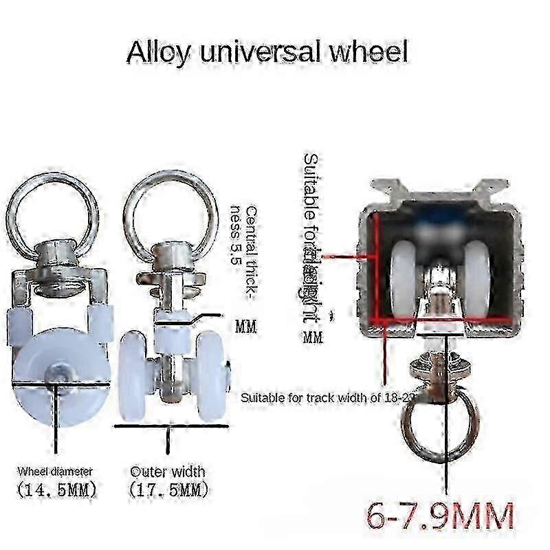 w 10PCS Silent Ceiling Curtain Track Rollers Metal Gliders Sliding Pulleys Hooks