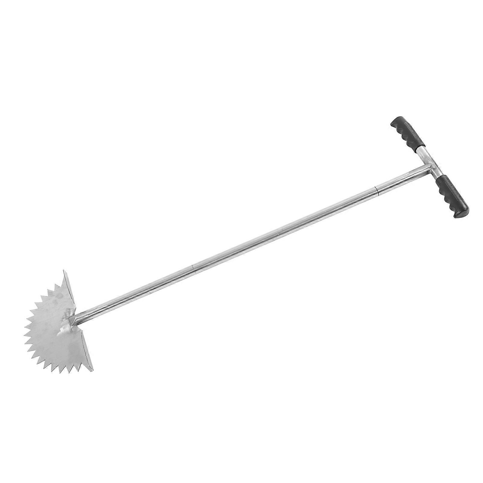 Manual Lawn Edger with Saw Tooth Blade Half Moon Edger Lawn Tool with T Grip Handle for Cleaning Edges Along Sidewalks