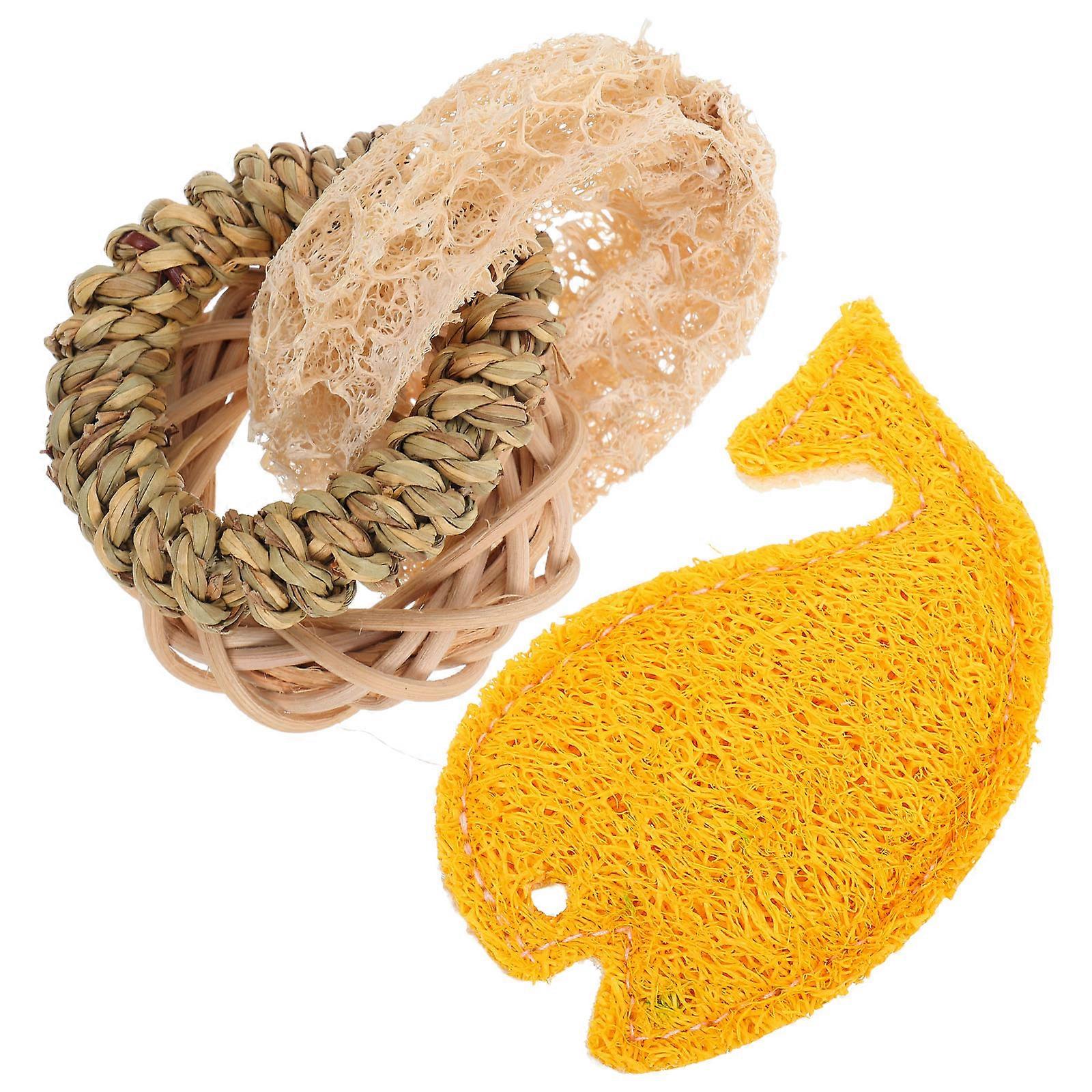 Pet Chew Toys Loofah Rabbit Chew Toys for Teeth Cleaning 2Pcs Activity Set