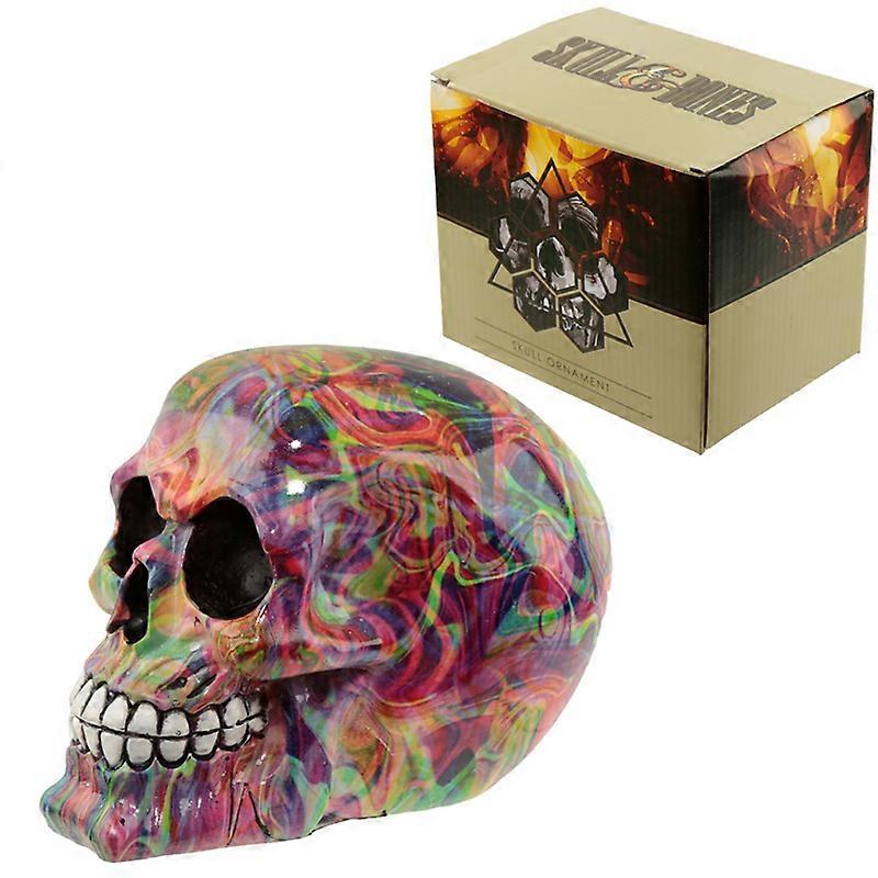 Fantasy Rainbow Marble Skull Ornament 1 Pack