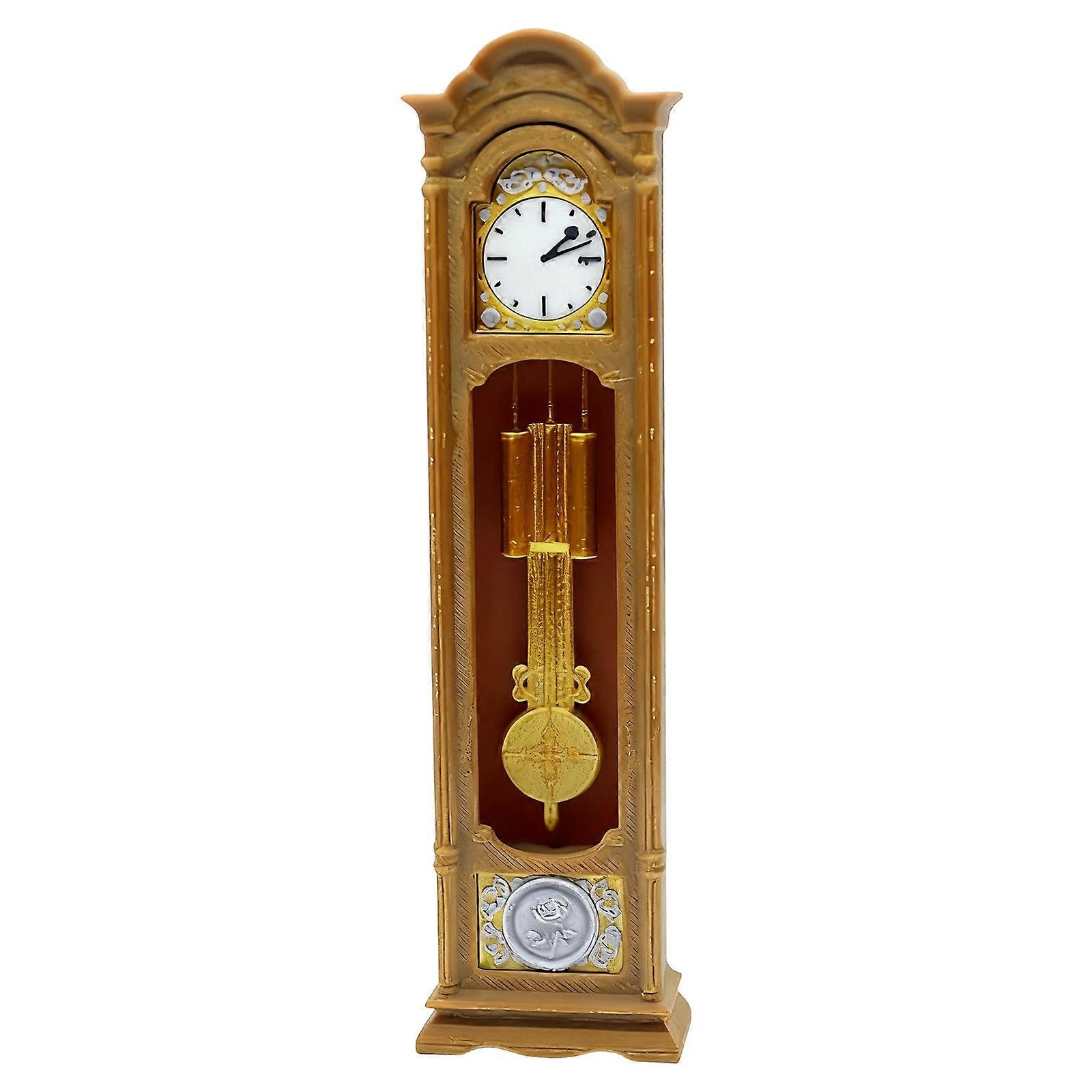 Functional 1:12 Scale Dollhouses Chiming Clock Model Nontoxic Materials Fit Various Decors Styles for Enhancing Miniature Room Multicolor