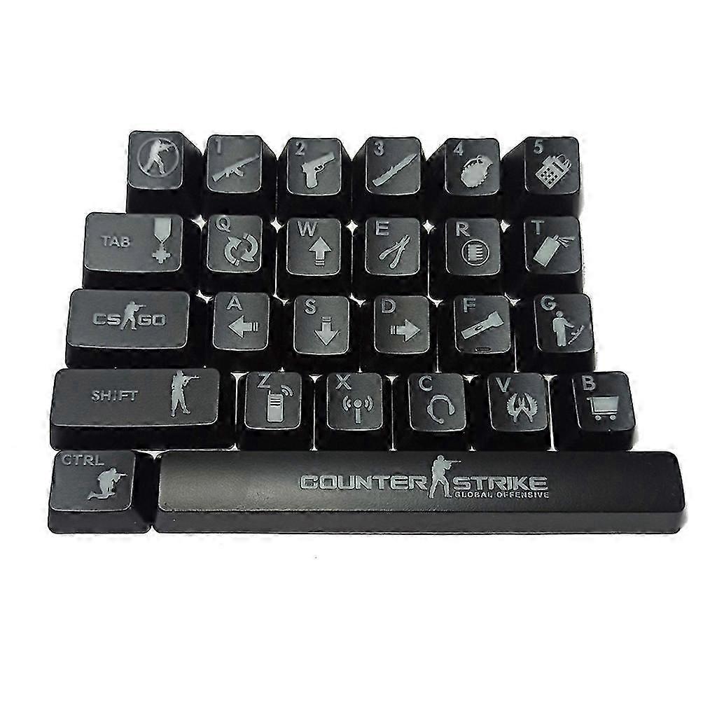26 Keys ABS Keycaps Mechanical Keyboard Replacement Accessories Keycaps Shot Game Theme Backlit Keycaps for Cherry MX