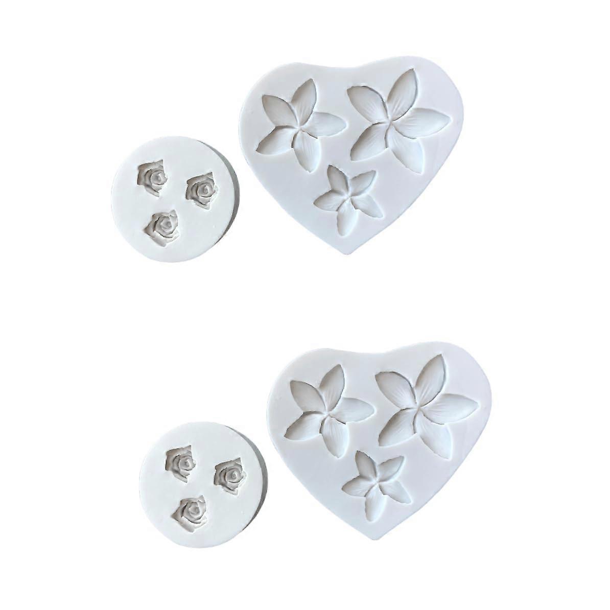 Silicone Flower Fondant Molds Set of 4 for Chocolate Cake Pudding Cookie Decorating Grey