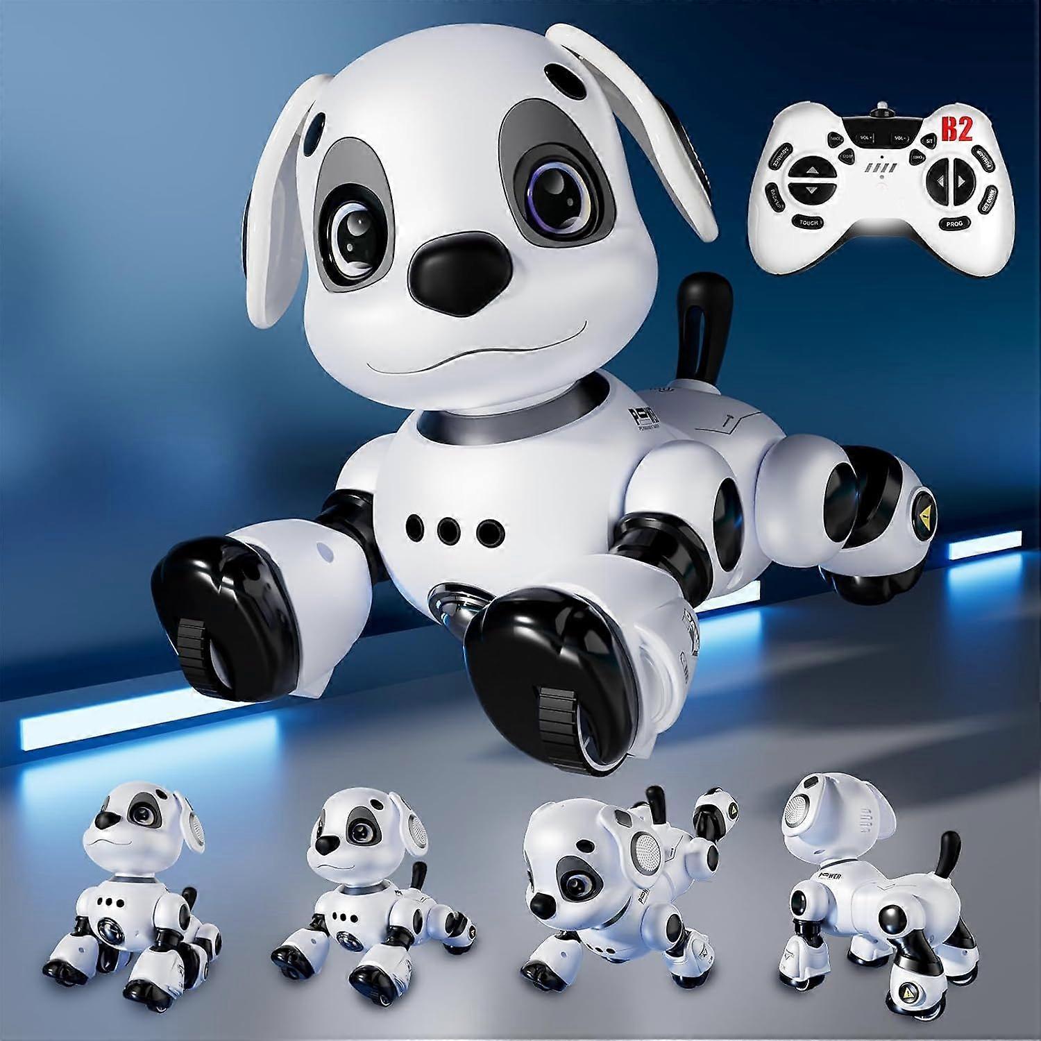 RC Stunt Robot Dog Toys with LED & Sounds, Rechargeable Interactive Remote Control Pet Puppy