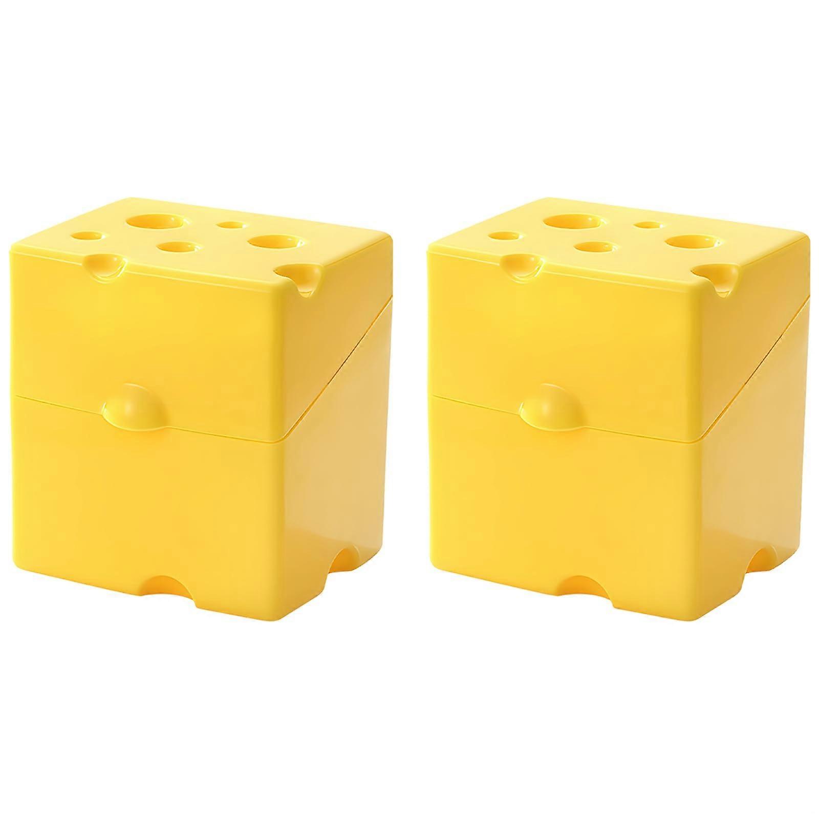 Plastic Cheese Box 2 Pack With Lid 22 Oz Sliced Cheese Storage Fridge Safe Yellow