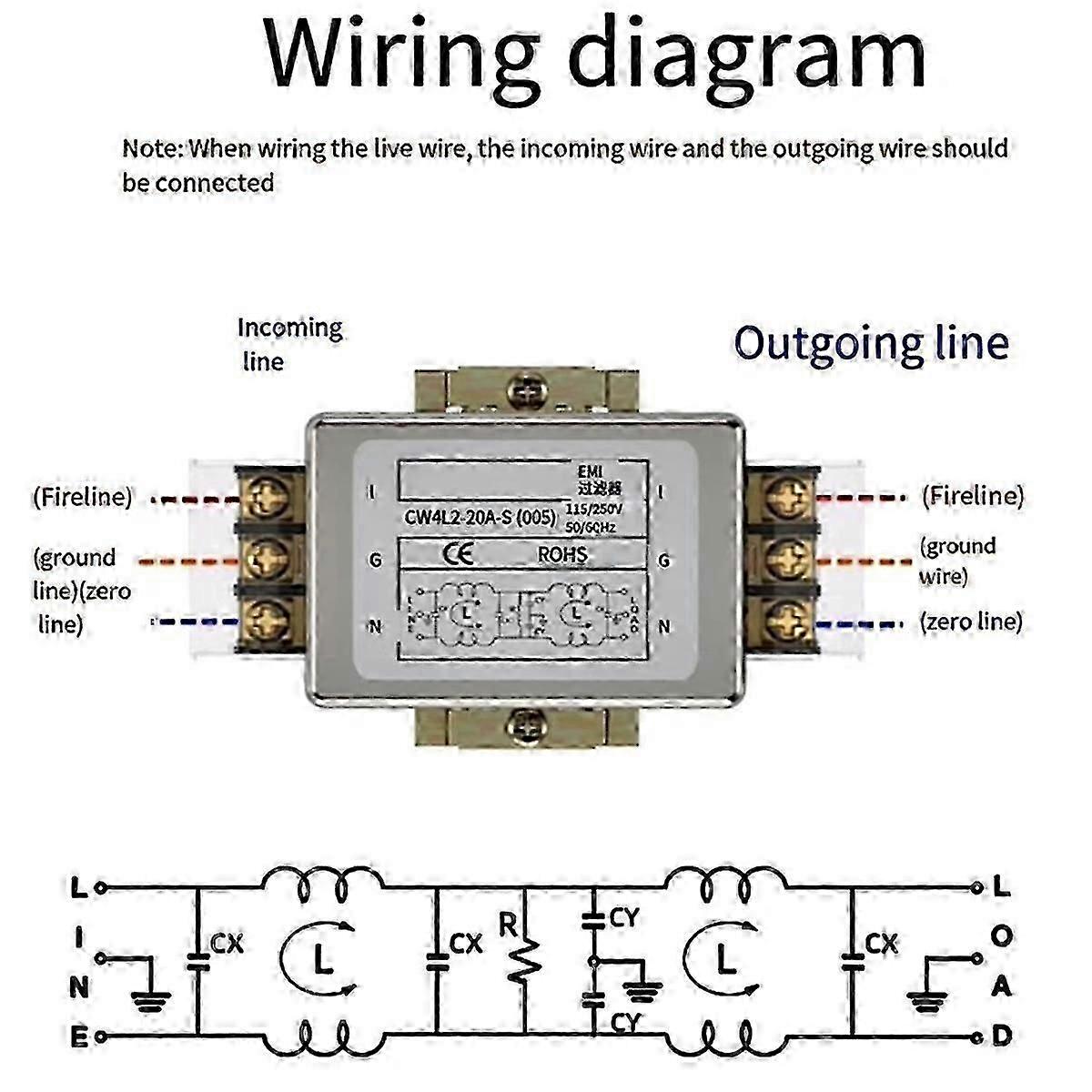 Single Phase 220V AC EMI Power Filter CW4L2-40A-S005 for Electrical Interference Protection Safety