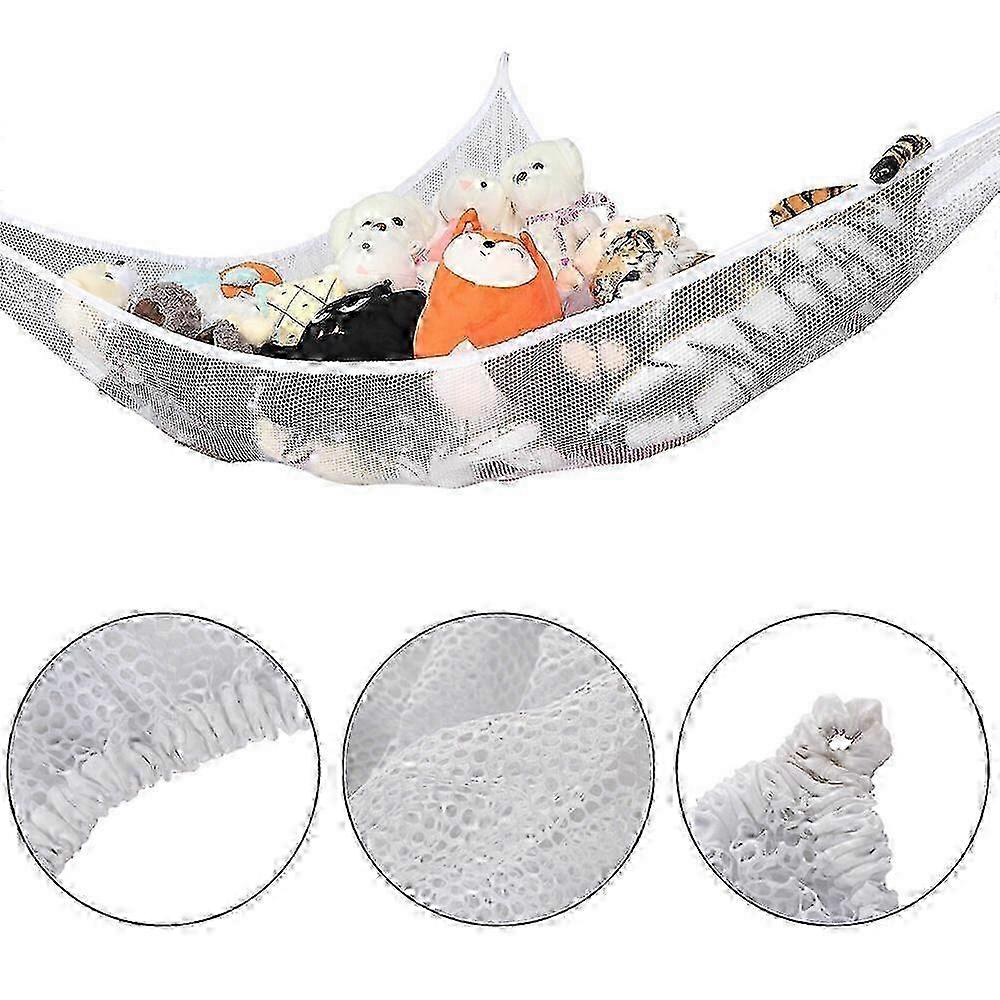 Toy Storage Hammock for Stuffed Animals, Extra Large Macrame Wall Hanging Organizer for Playroom w