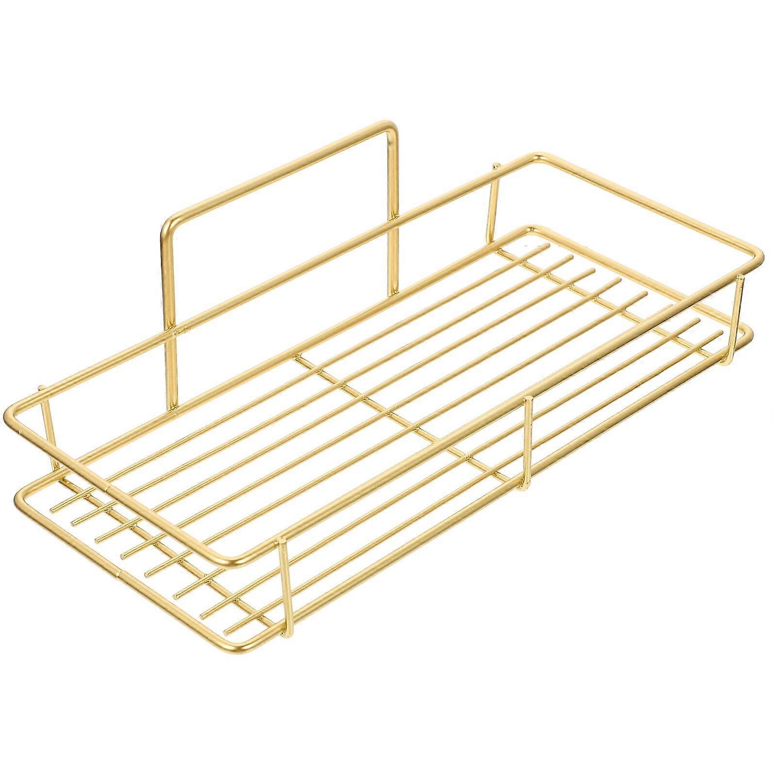 Gold No Drilling Shower Caddy Wall Mounted Suction Shelf for Bathroom Kitchen Storage