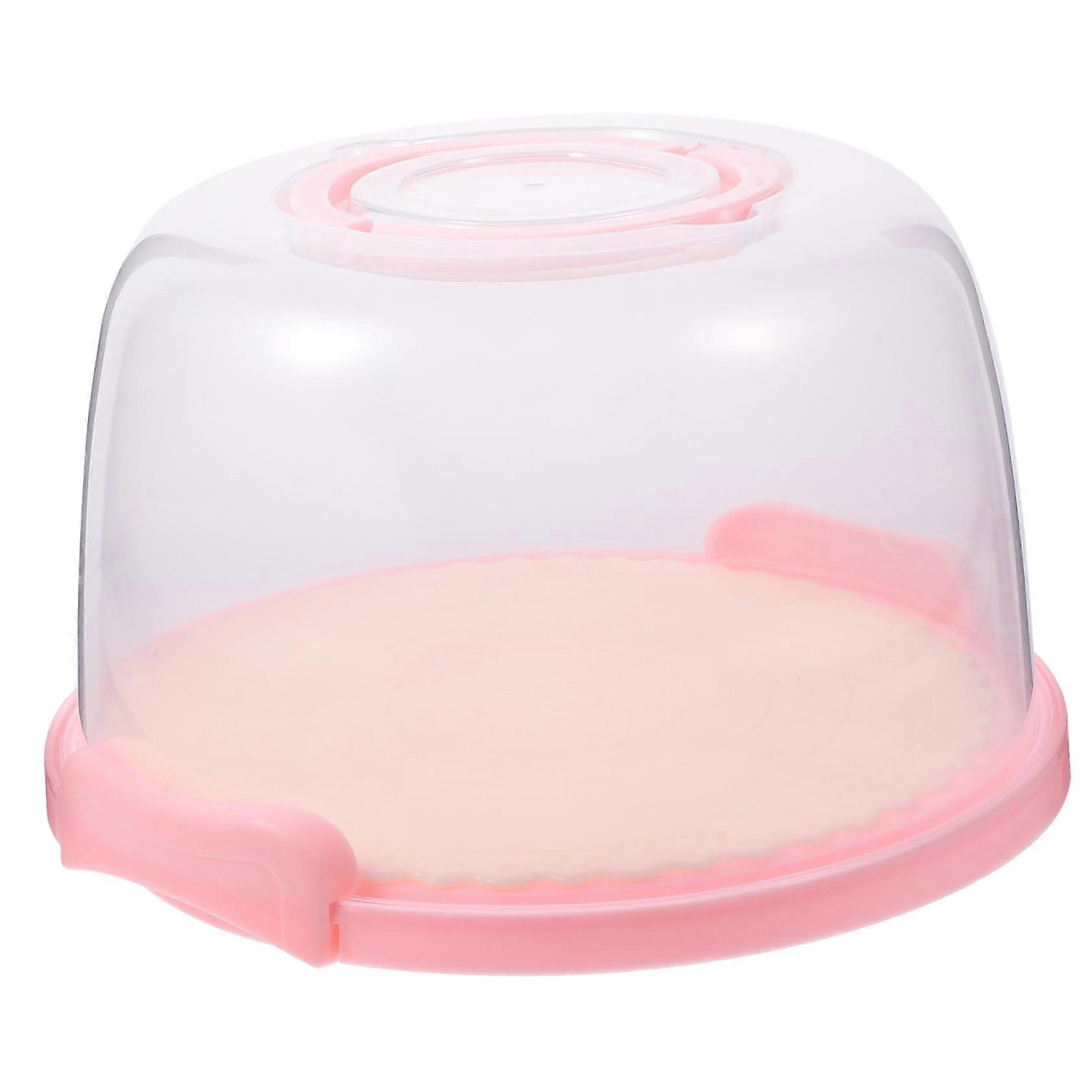 Cake Carrier with Lid, Transparent Storage Box for Birthday Cakes, Fruits and Vegetables, Pink