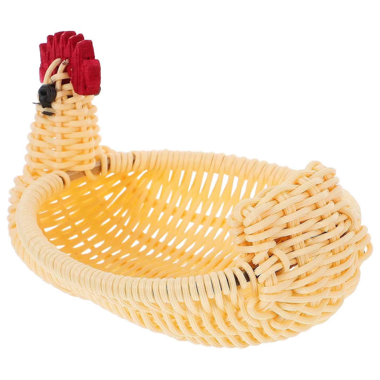 Kitchen Storage Basket Hand-Woven Chicken Shape for Fruit Storage