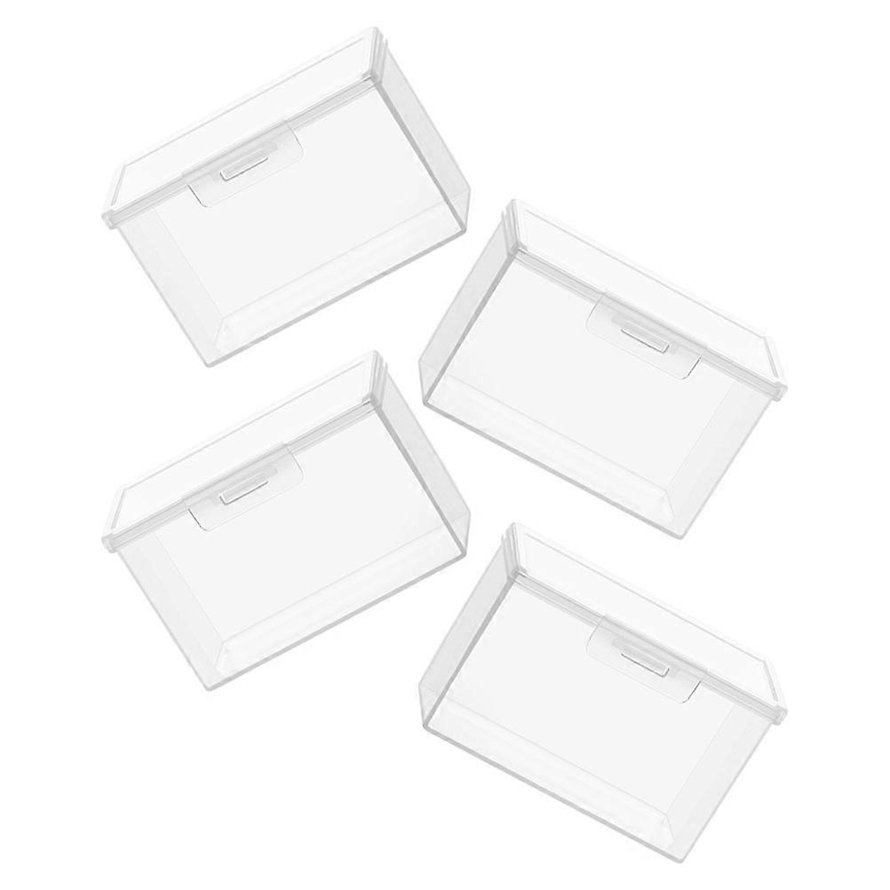 Plastic Transparent Storage Box with Lid for Cards 4Pcs Multifunctional Use