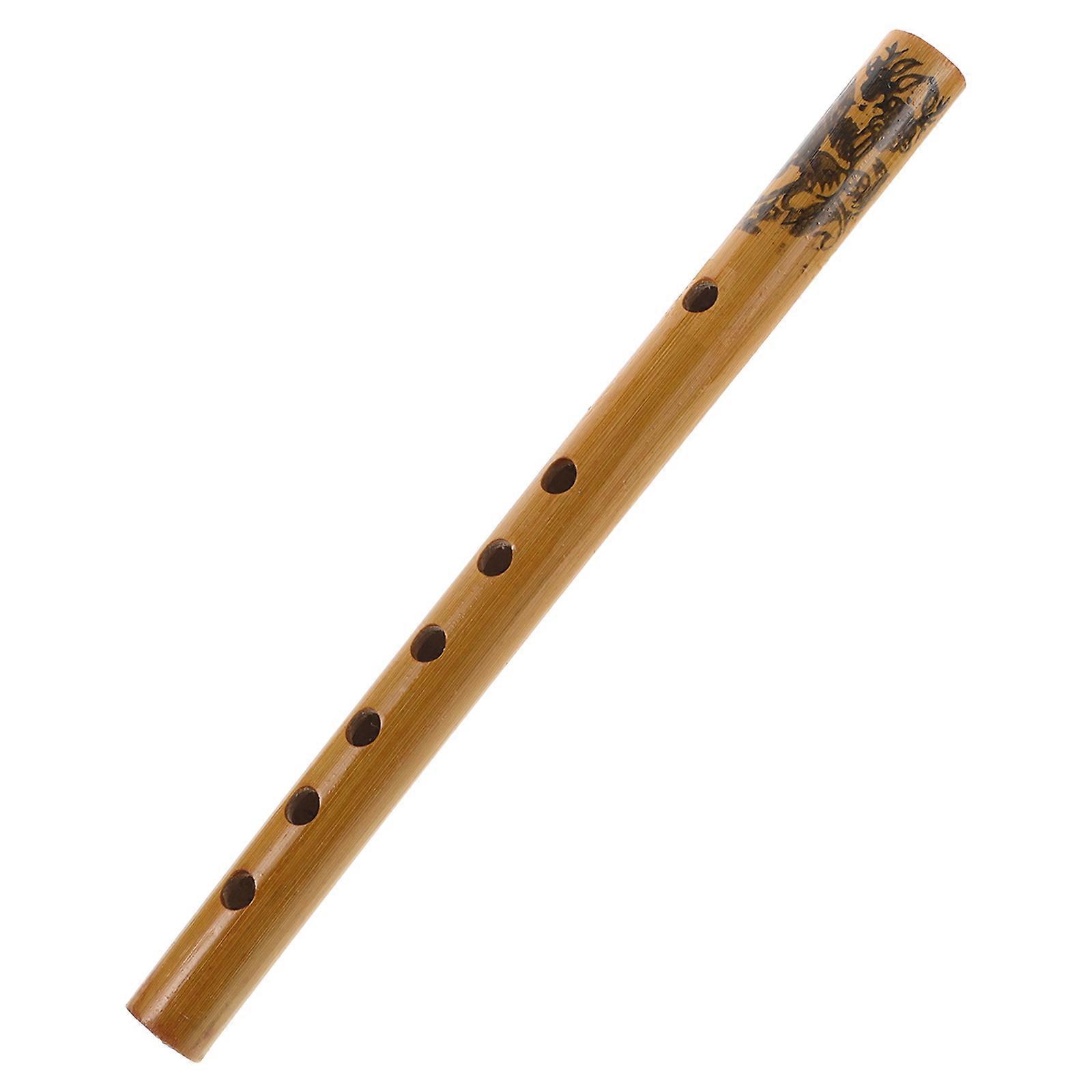 Portable Bamboo Vertical Flute Six Hole Clarinet for Playing Use
