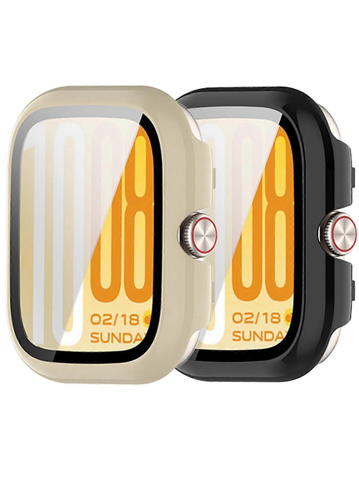 Case for iQOO Watch GT 2 with Tempered Glass Screen Protector, Dual Protection, Black and White 2 Pack