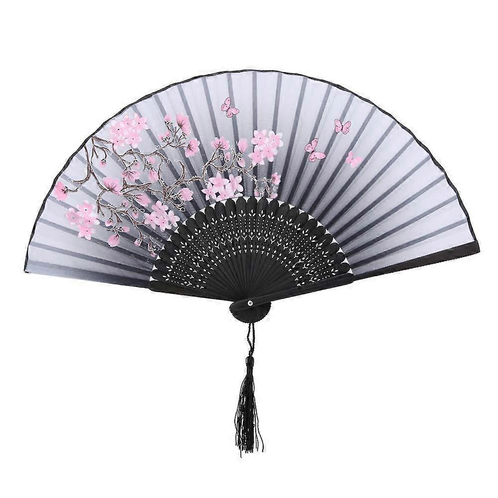 Folding Hand Fan with Elegant Hollow Pattern, Lightweight Foldable Design for Wedding Party Home Office, Gray