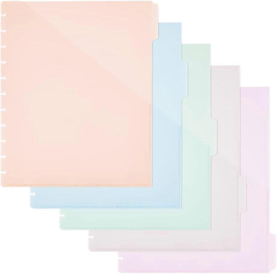 12 Sheets 5-Tab Binder Dividers 29.5x24cm 11-Ring Binder Notebook Index Divider Plastic Divider Set with Tab Labels Light Color Write-On Dividers for 