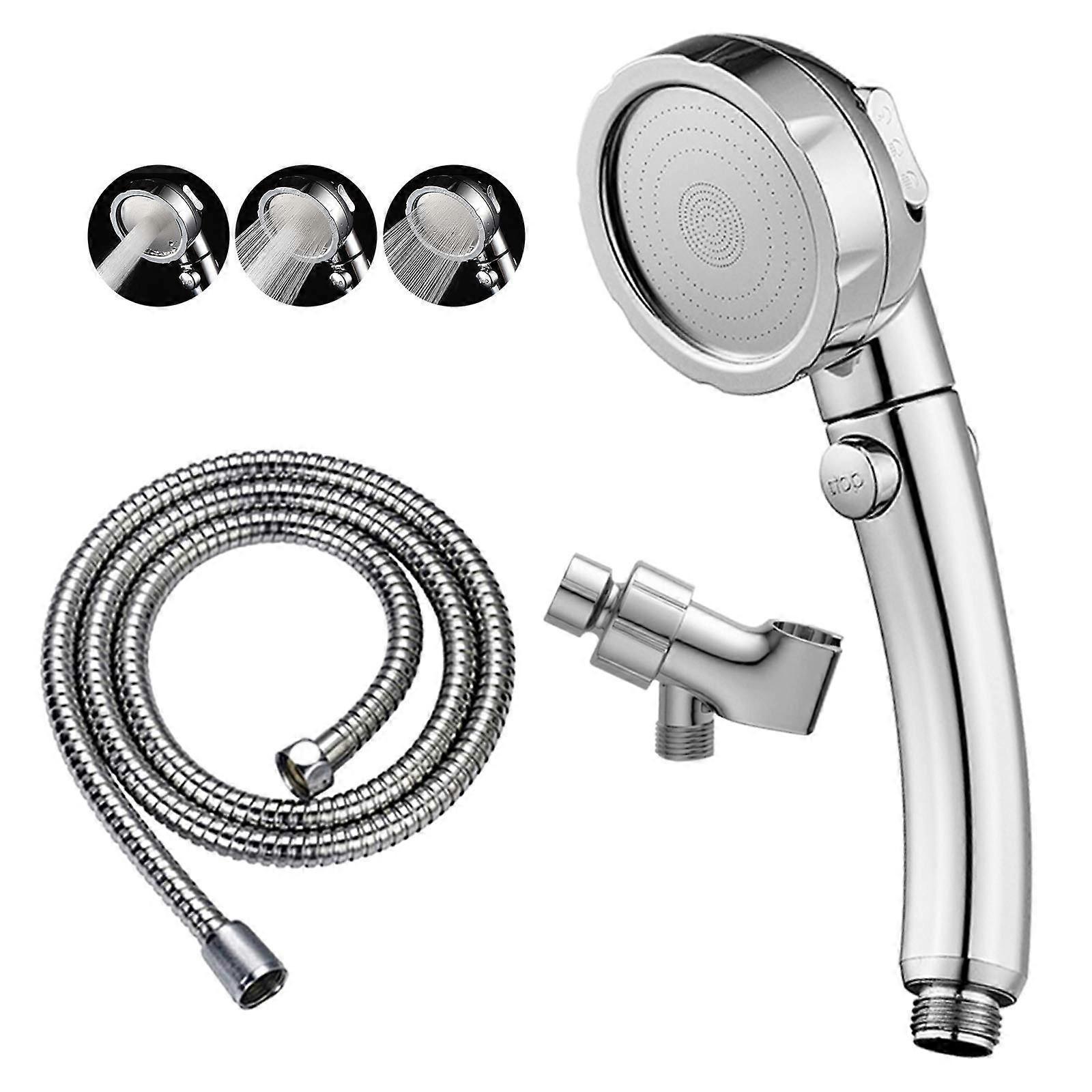 Chrome  Pressure Handheld Shower Head with On Off Switch, 3 Spray Modes and Hose