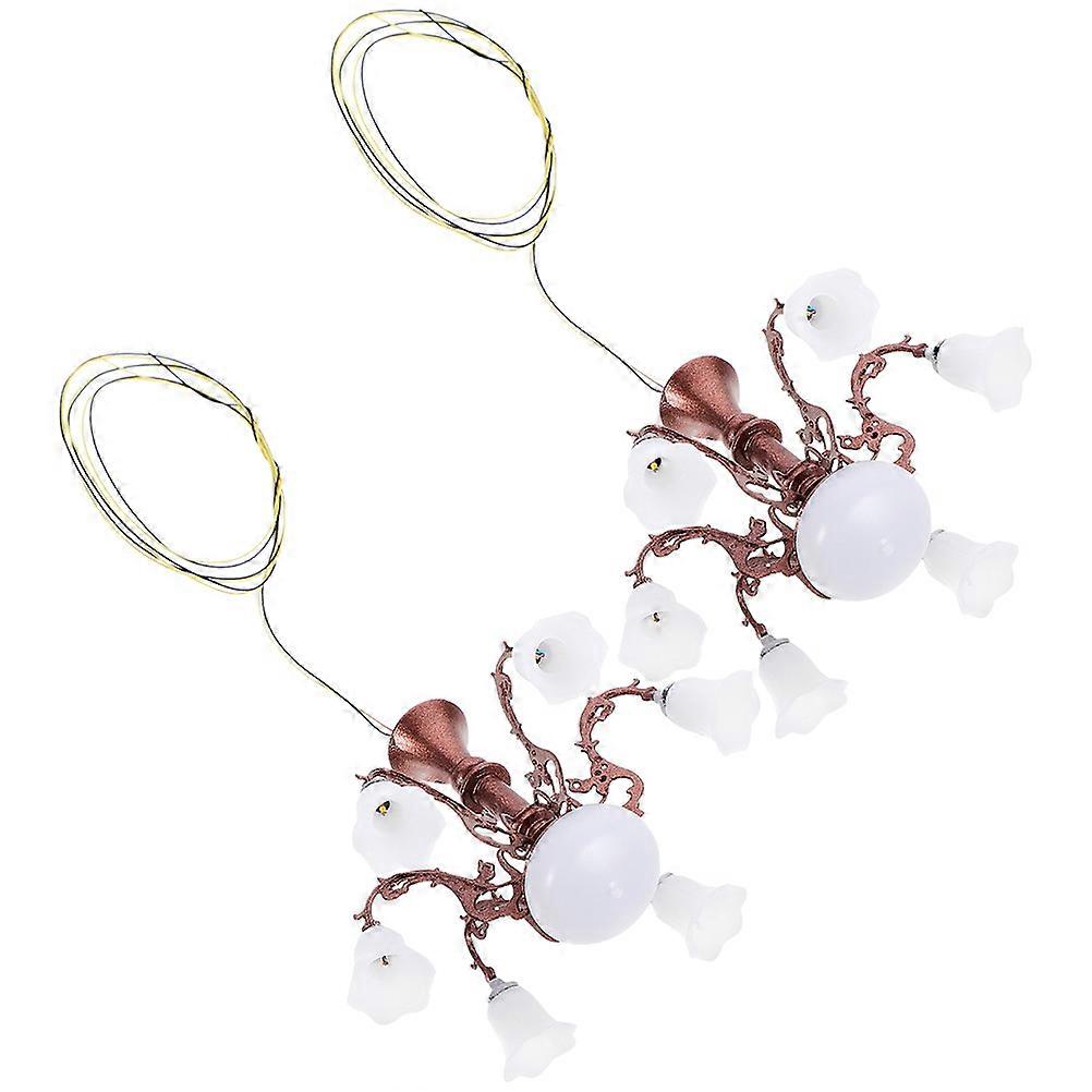 Miniature Ceiling Lamp Tiny House Chandelier for Decoration 4Pcs Multi