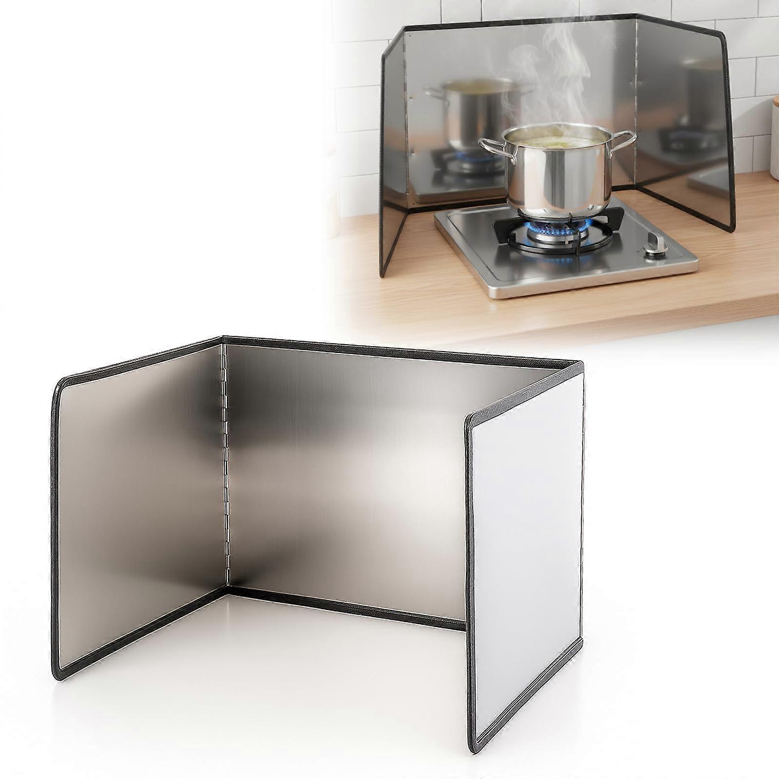 Stainless Steel Splatter Guard 3 Sided Grease Shield for Stove with Heat Insulation and Foldable Design