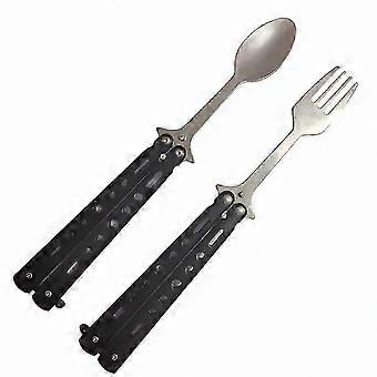 Camping Cutlery Set with Spoon and Fork for Outdoor Adventures Hunting Trips and Travel Gear Available in Two Colors