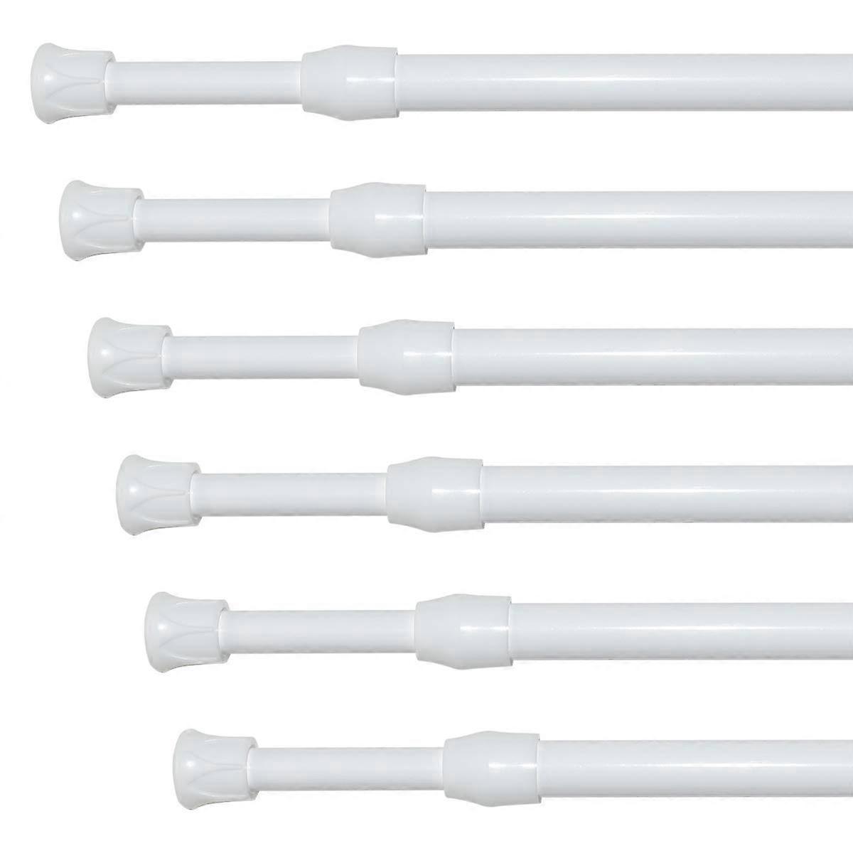 6 Pack Adjustable Tension Curtain Rod 1628 Inch White NoDrill Rustproof Spring Loaded