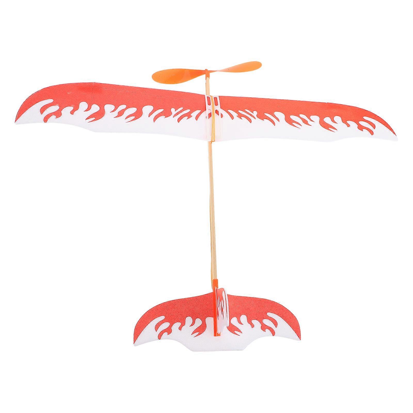 Red Rubber Band Powered Airplane Model Toy for Kids DIY Assembly Glider with Durable Foam and Plastic Materials