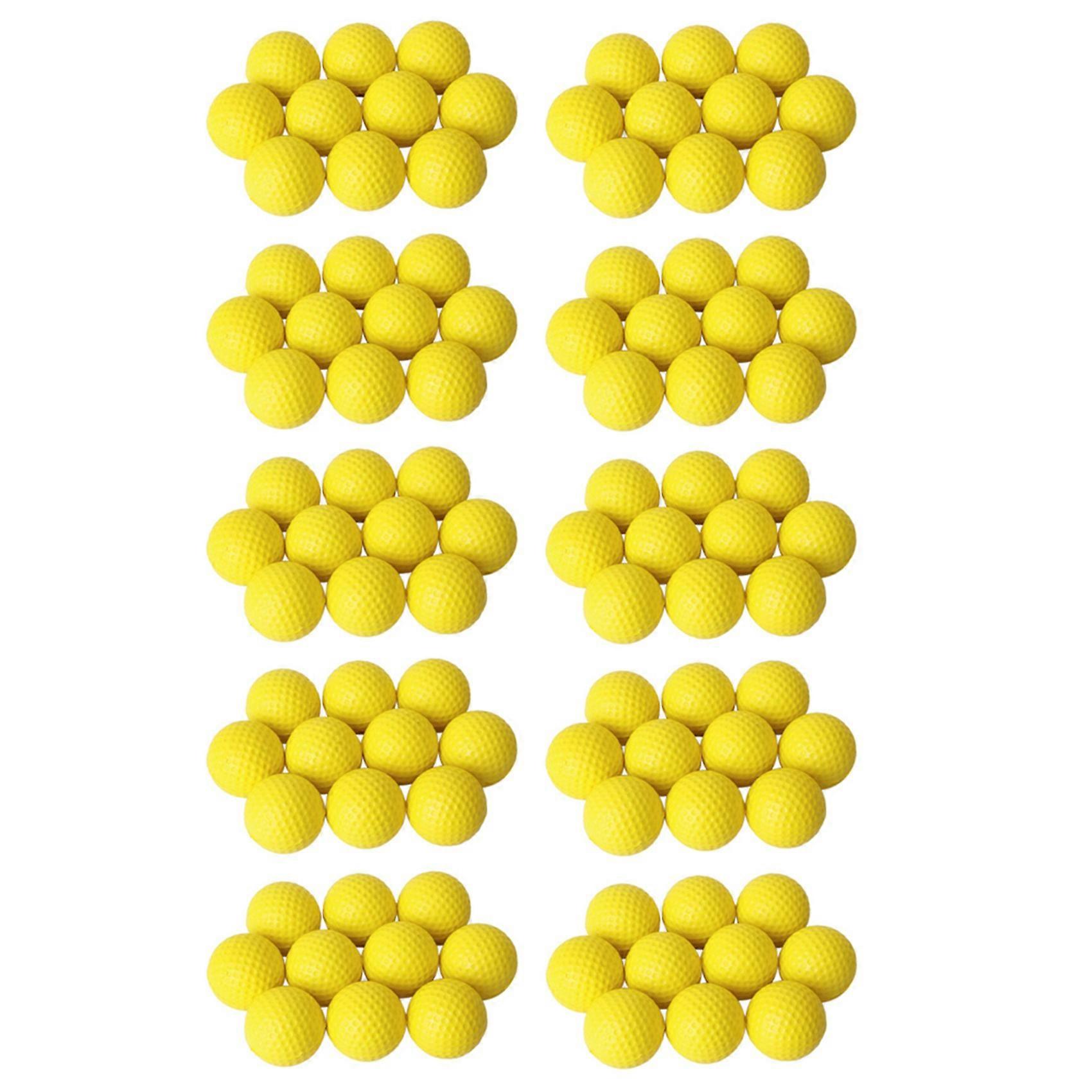 100Pcs Yellow Soft Elastic Indoor Practice PU Golf Ball