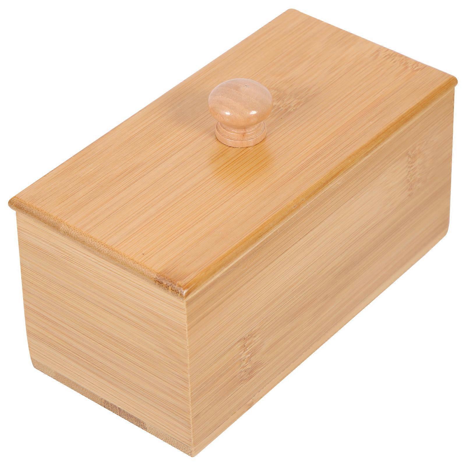 Bamboo Tea Box for Storage Tea Case with Lid Two-Grids Organizer