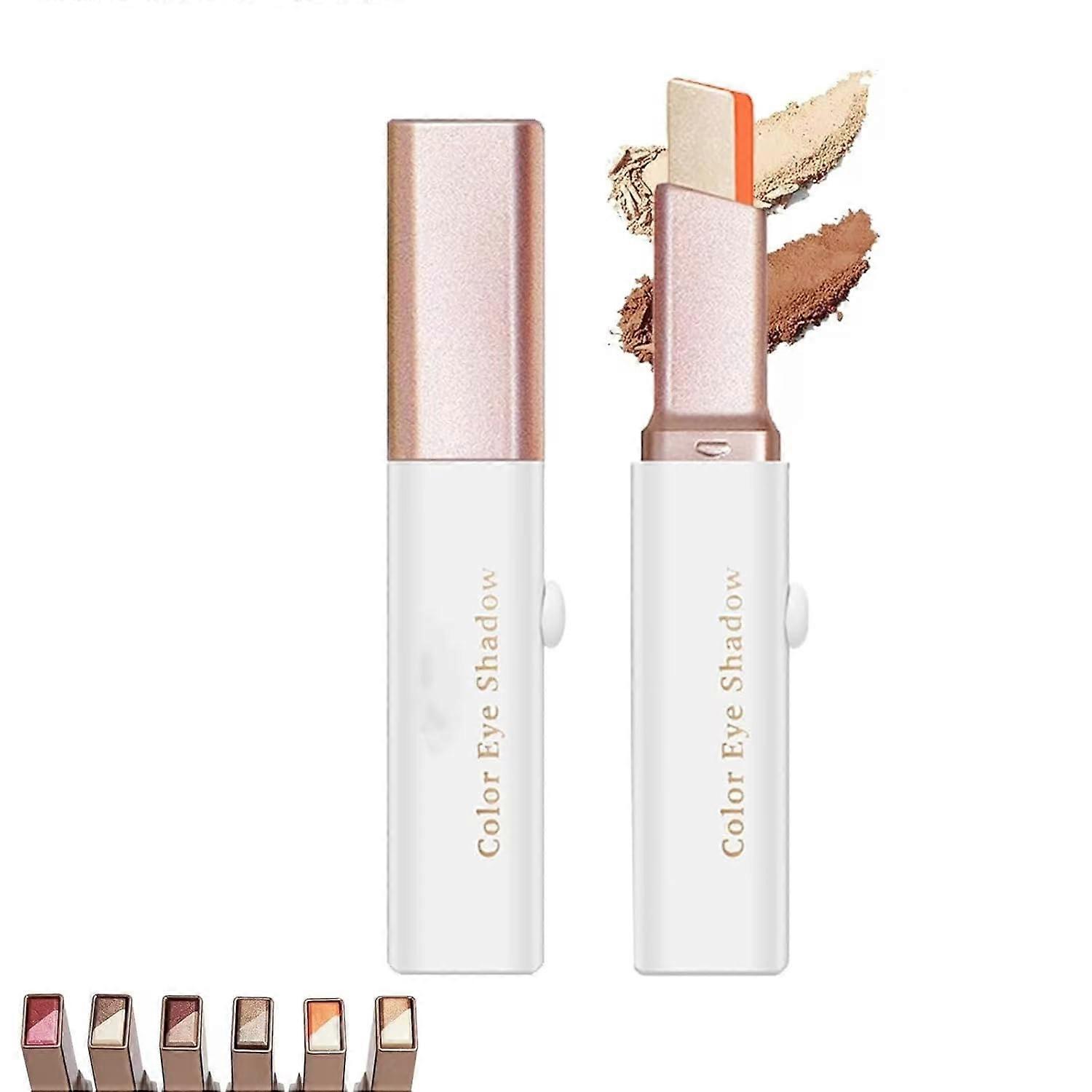 Two Tone Glitter Eyeshadow Stick with Gradient Tip, Waterproof Long Lasting, Smooth Blendable Finish