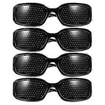 2026 4pcs Pinhole Corrective Eyeglasses Full Frame Protection Glasses (Black)