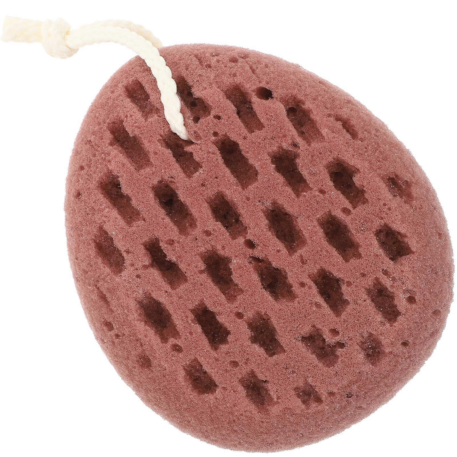 Reusable Soft Bath Sponge with Lanyard, QuickDrying Body Scrubber for Gentle Cleansing, Brown