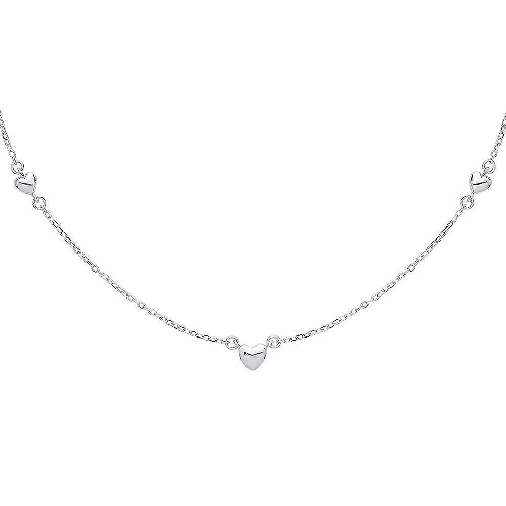 Jewelco London Ladies Sterling Silver Mini 3D Love Heart Charm Necklace