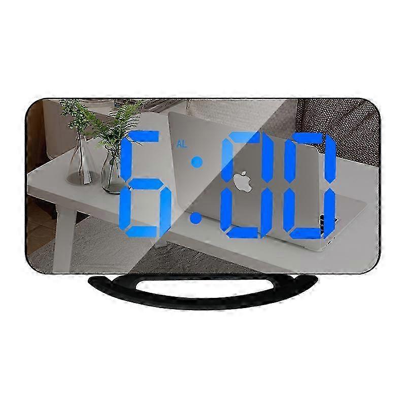 Digital Alarm Clock 6.5' Large LED Mirror Display with Dual USB Fast Charging and Adjustable Brightness