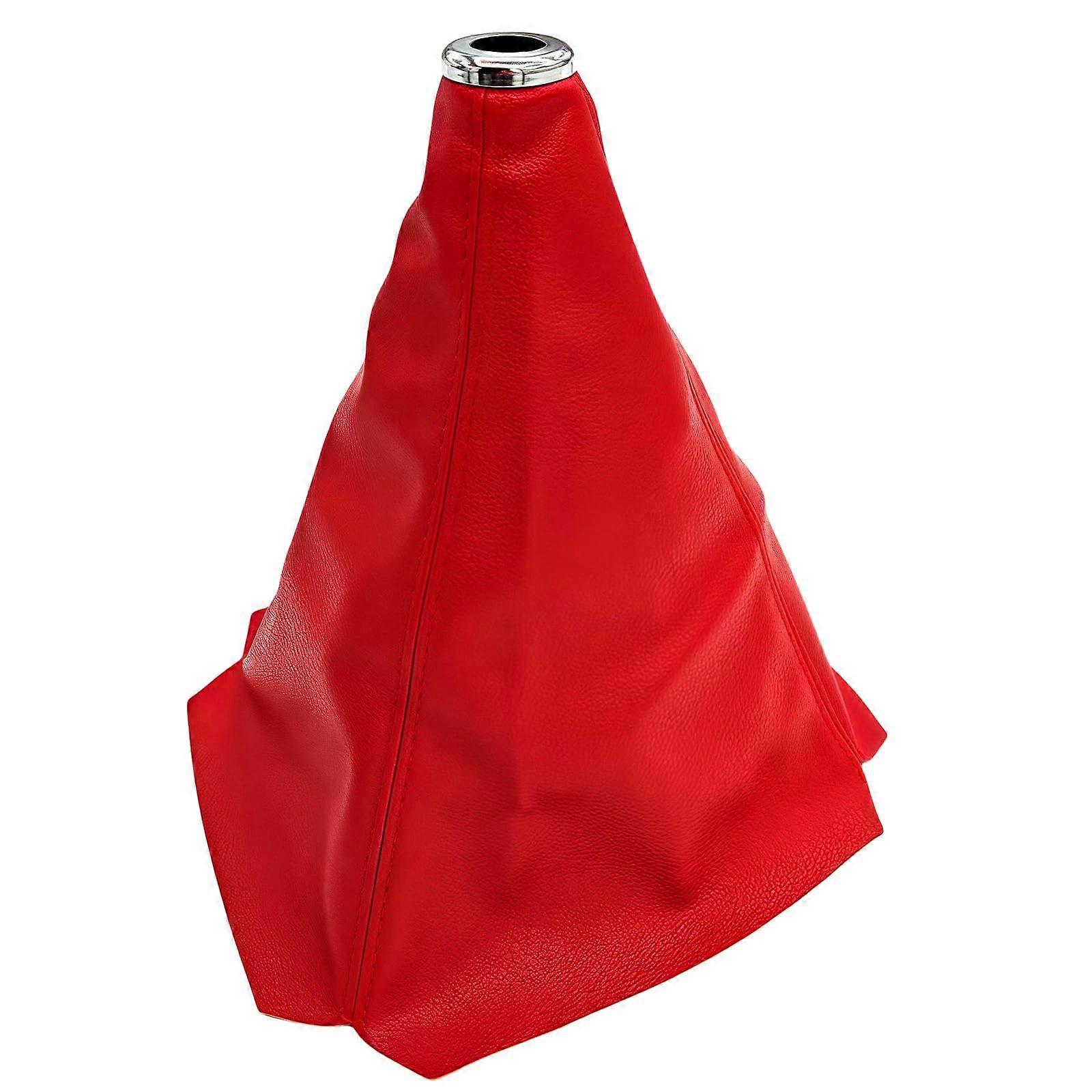 Universal Leather Shift Boot with Waterproof Gear Shift Knob Dust Cover, Durable PU Red