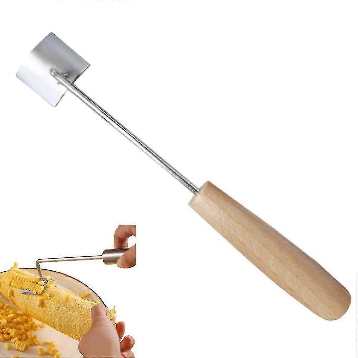 Stainless Steel Corn Peeler Long Handle Cob Stripper, Quick & Easy Kernel Remover for Kitchen BBQ Picnics