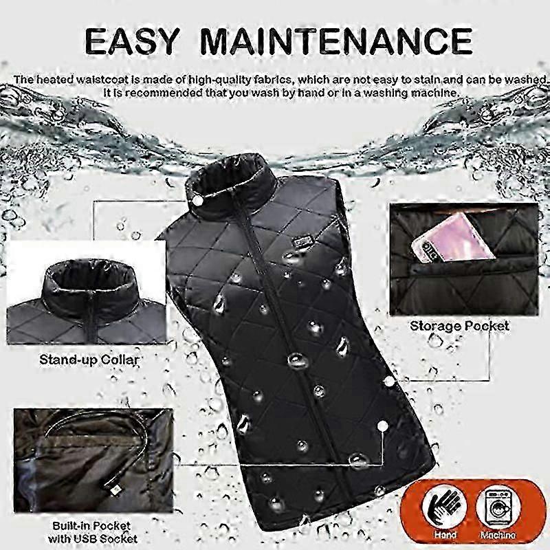 Chaleco calefactable para mujer con 9 zonas de calentamiento, chaleco de carga USB