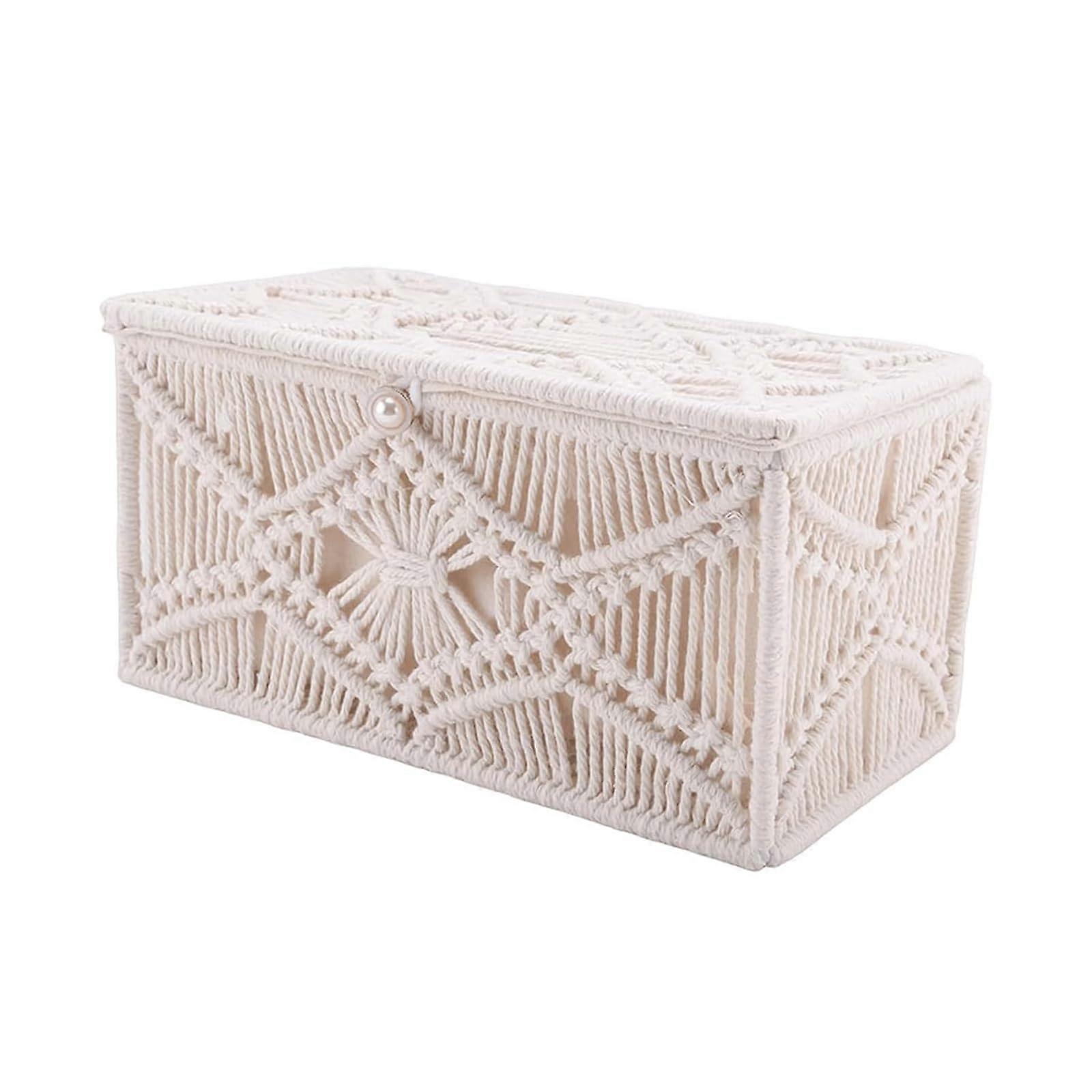 Tissue Box Cover with Lid, Rectangular Napkin Holder Organizer, One Size Paper Towel Dispenser